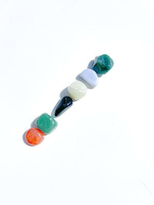 Virgo Crystal Set: Zodiac Selenite Plate, Agate, Jade, Aventurine, Onyx, Carnelian