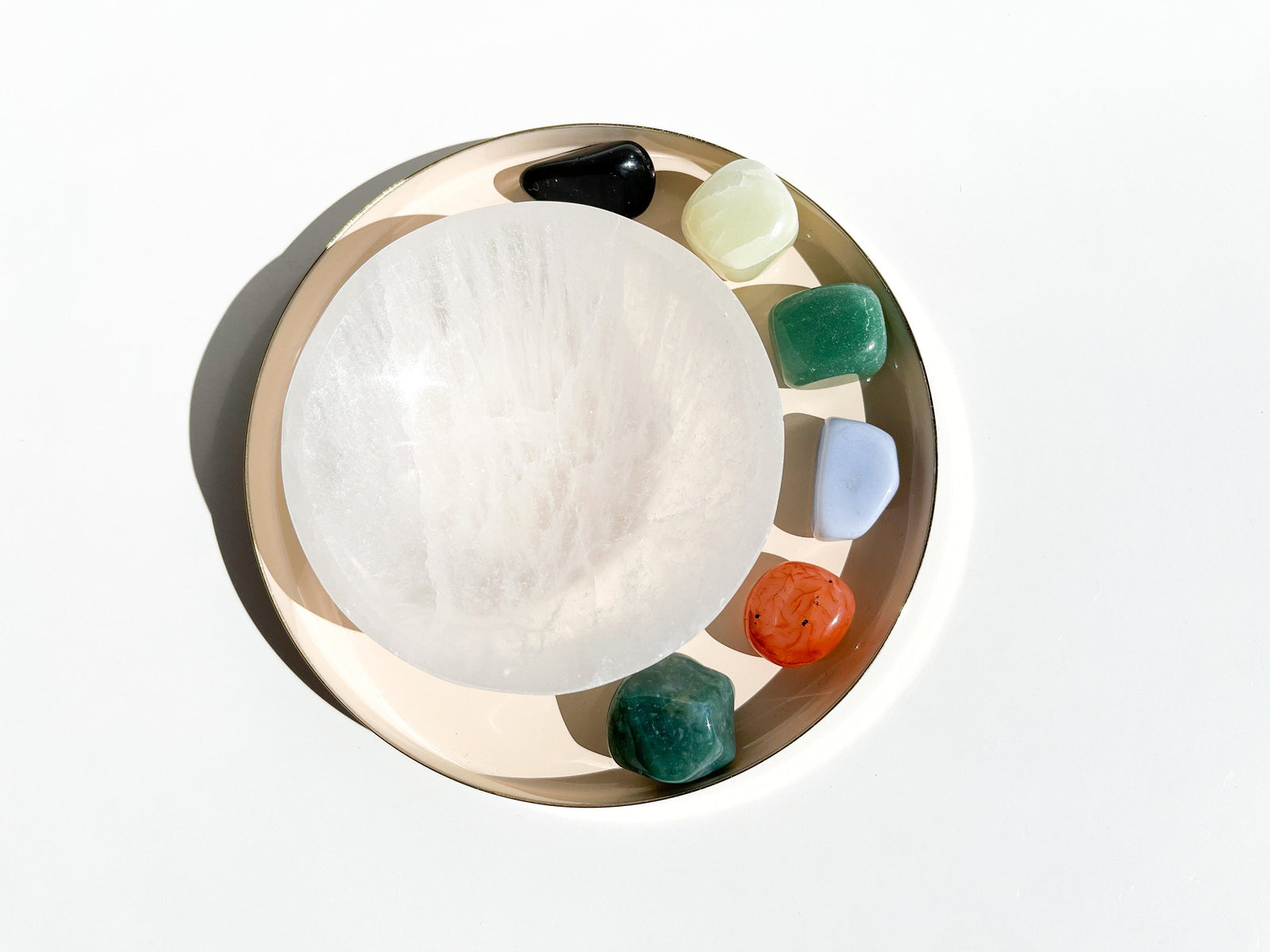Virgo Zodiac Crystal Set: Selenite Bowl, Agate, Jade, Aventurine, Onyx, Carnelian