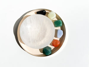 Virgo Zodiac Crystal Set: Selenite Bowl, Agate, Jade, Aventurine, Onyx, Carnelian