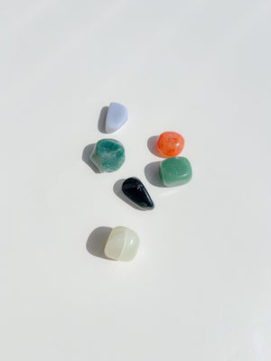 Virgo Zodiac Crystal Set: Selenite Bowl, Agate, Jade, Aventurine, Onyx, Carnelian