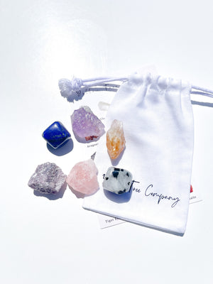 Libra Zodiac Crystal Set: Citrine, Rose Quartz, Lepidolite, Amethyst, Lapis Lazuli, Moonstone