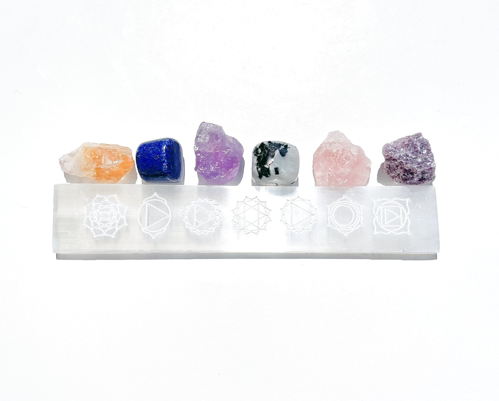 Libra Zodiac Crystal Set: Chakra Selenite Charging Plate