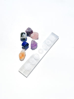 Libra Zodiac Crystal Set: Chakra Selenite Charging Plate