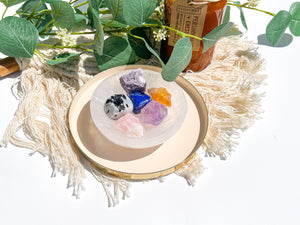 Libra Zodiac Crystal Set: Selenite Bowl, Healing Crystals