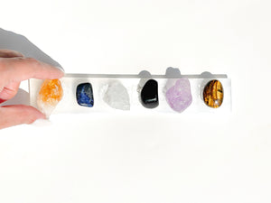 Sagittarius Zodiac Crystal Bundle: Chakra Selenite Plate, Gemstone Set
