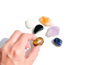 Sagittarius Crystal Set: Selenite Moon Bowl, Zodiac Gemstones