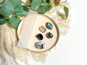Scorpio Zodiac Crystal Set: Selenite Plate, Moonstone, Onyx & More