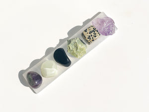 Capricorn Zodiac Crystal Set: Selenite Charging Plate, Healing Gemstones