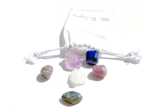Pisces Zodiac Crystal Set: Selenite Moon Bowl, Labradorite, Amethyst