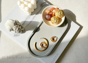 Handmade Oval Concrete Vanity Tray: Modern Home Decor