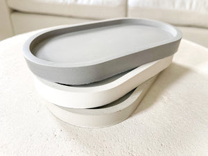 Handmade Oval Concrete Vanity Tray: Modern Home Decor