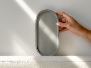 Handmade Oval Concrete Vanity Tray: Modern Home Decor