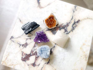 Crystal Set: Amethyst, Citrine, Celestite, Selenite, Black Tourmaline