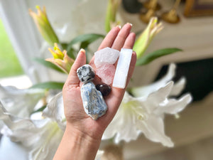 Self Love Healing Crystal Set: Quartz, Rose Quartz, Moonstone & Selenite