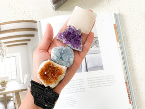Crystal Set: Amethyst, Citrine, Celestite, Selenite, Black Tourmaline