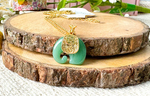 Green Jade Elephant Necklace: Stainless Steel Chain, Prosperity Symbol