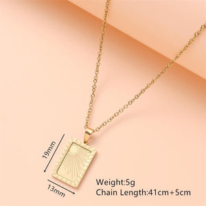 Sunburst Pendant Necklace: 18K Gold Plated Stainless Steel, Minimalist Design