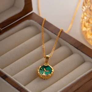 Reversible Mermaid Tail Necklace: 18K Gold Plated Enamel Pendant
