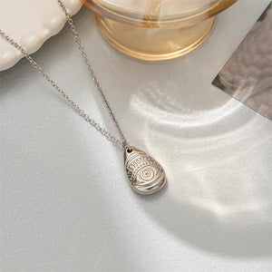 18K Gold Plated Evil Eye Protection Necklace – Unique Teardrop Pendant with Mystical Engraving