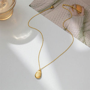 18K Gold Plated Evil Eye Protection Necklace – Unique Teardrop Pendant with Mystical Engraving