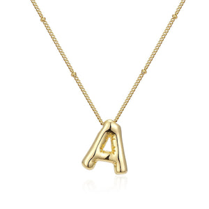 14K Gold Plated Bubble Letter Necklace: Personalized Initial Pendant