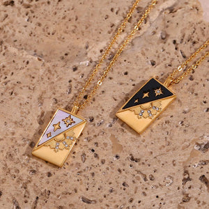 Minimalist Celestial Pendant Necklace – Stainless Steel in Black & Gold, 18K Gold Plated, Hypoallergenic