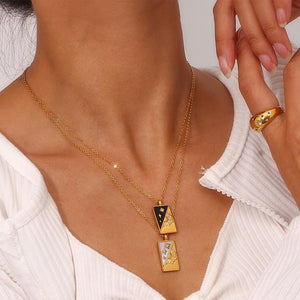 Minimalist Celestial Pendant Necklace – Stainless Steel in Black & Gold, 18K Gold Plated, Hypoallergenic