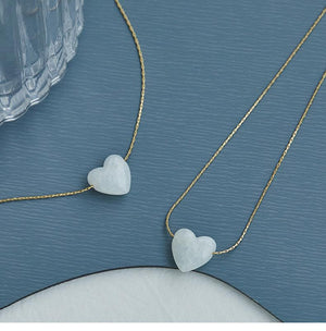 Mother of Pearl Heart Pendant Necklace: Gold Plated Snake Chain