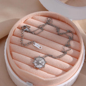 Shell Compass Star Necklace: Stainless Steel Minimalist Pendant