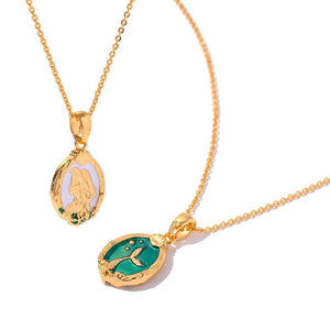 Reversible Mermaid Tail Necklace: 18K Gold Plated Enamel Pendant
