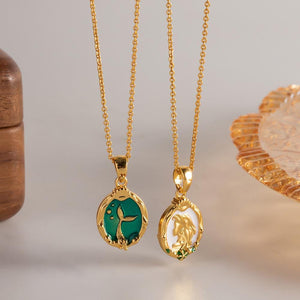 Reversible Mermaid Tail Necklace: 18K Gold Plated Enamel Pendant