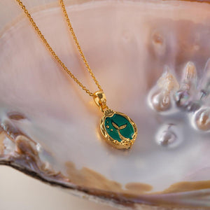 Reversible Mermaid Tail Necklace: 18K Gold Plated Enamel Pendant