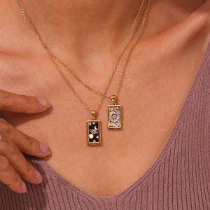 The World Tarot Card Necklace: 18K Gold-Plated Enamel Pendant