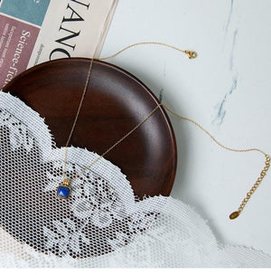 Lapis Lazuli Square Pendant Necklace: 18K Gold Plated Chain