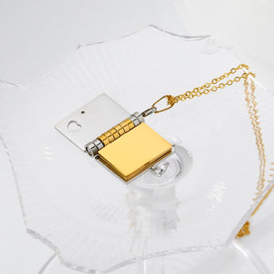 Mini Book Pendant Necklace: 18K Gold Plated Stainless Steel Literary Charm