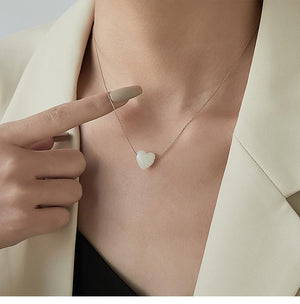 Mother of Pearl Heart Pendant Necklace: Gold Plated Snake Chain