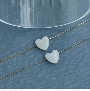 Mother of Pearl Heart Pendant Necklace: Gold Plated Snake Chain