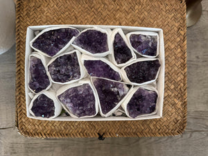 AAA Amethyst Crystal Clusters: Raw Geodes for Reiki Healing (8-12 Pieces)