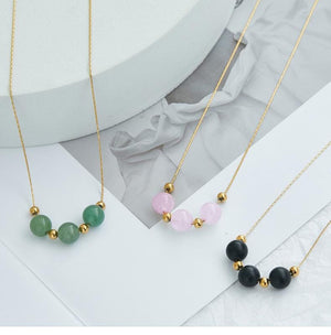 Black Obsidian Necklace – Natural Healing Crystal Pendant in Titanium Steel