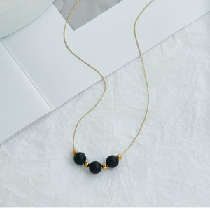 Black Obsidian Necklace – Natural Healing Crystal Pendant in Titanium Steel