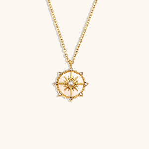 Shell Compass Star Necklace: Stainless Steel Minimalist Pendant