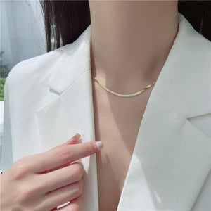 Titanium Steel Snake Chain Necklace – Minimalist Luxury Non-Fading Blade Chain Jewelry