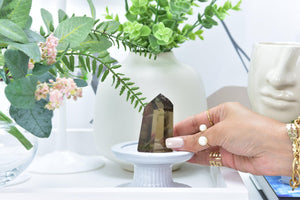 Smoky Quartz Polished Crystal Point: Natural Grounding Stone