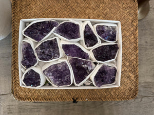 AAA Amethyst Crystal Clusters: Raw Geodes for Reiki Healing (8-12 Pieces)