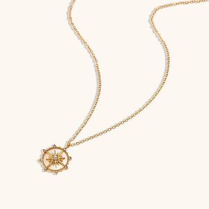 Shell Compass Star Necklace: Stainless Steel Minimalist Pendant