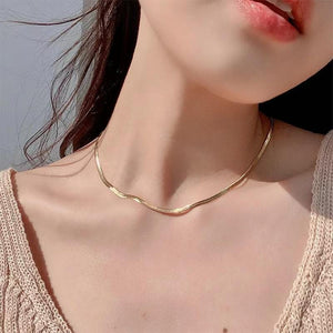 Titanium Steel Snake Chain Necklace – Minimalist Luxury Non-Fading Blade Chain Jewelry
