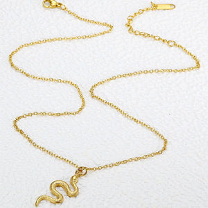 Minimalist Snake Pendant Necklace – 18K Gold-Plated Titanium Steel