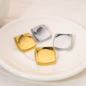 Minimalist Geometric Square Earrings | 18K Gold Plated Stainless Steel Studs | Modern Statement Jewelry
