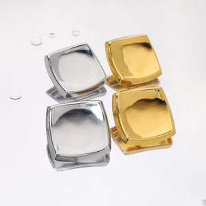 Minimalist Geometric Square Earrings | 18K Gold Plated Stainless Steel Studs | Modern Statement Jewelry