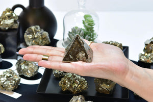 Pyrite Pyramid – Natural Fools Gold Crystal – Energy Protection and Wealth Stone – Healing and Manifestation